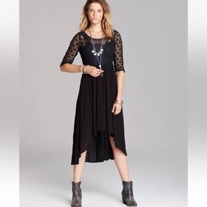 FREE PEOPLE SNAP OUT OF IT LONESOME DOVE BLACK HI-LO HEM DRESS Size 0